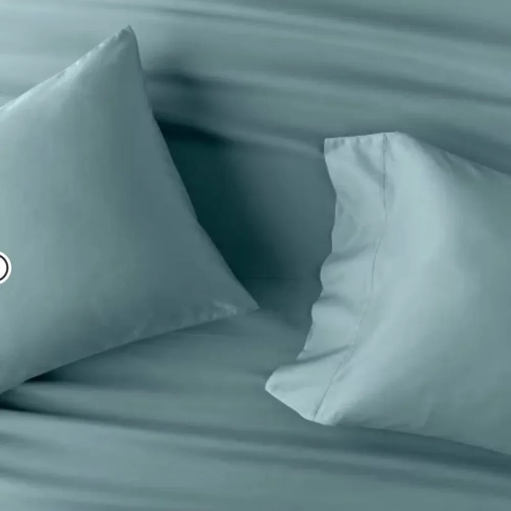 CASALUNA Thread Count Washed Supima Sateen Light Teal Solid Sheet Set NWT king - Picture 3 of 8